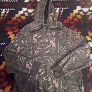 Gray Lucky Brand all over print hoodie